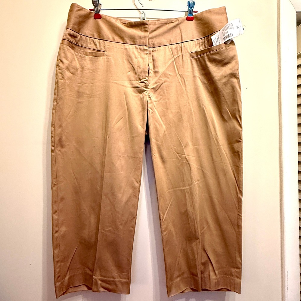 Vintage Style Cropped Khaki‎ Pants Fashion Bug 14 Tan Capris Y2K Preppy Workwear